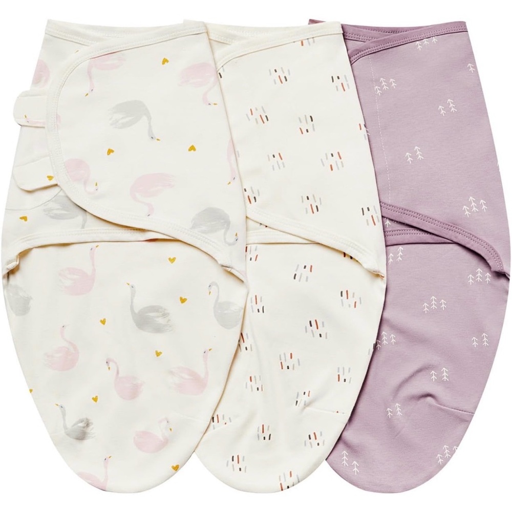 Baby Swaddle Set - Pink, Cream, Purple